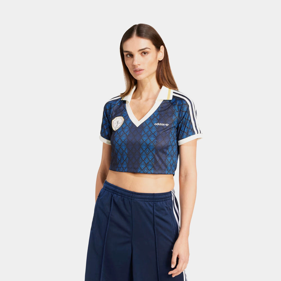 adidas Originals Retro Crop Polo Womens Short Sleeve Shirt (Black/Night Indigo)