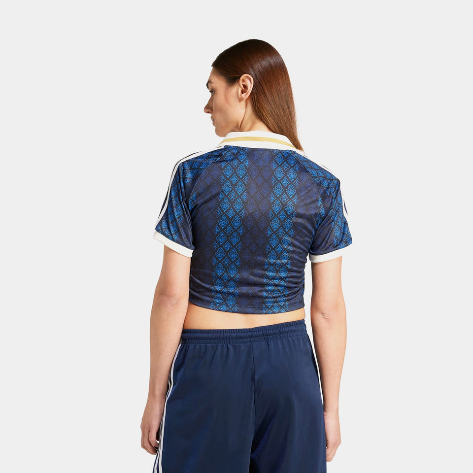 adidas Originals Retro Crop Polo Womens Short Sleeve Shirt (Black/Night Indigo)