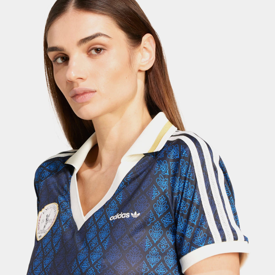 adidas Originals Retro Crop Polo Womens Short Sleeve Shirt (Black/Night Indigo)
