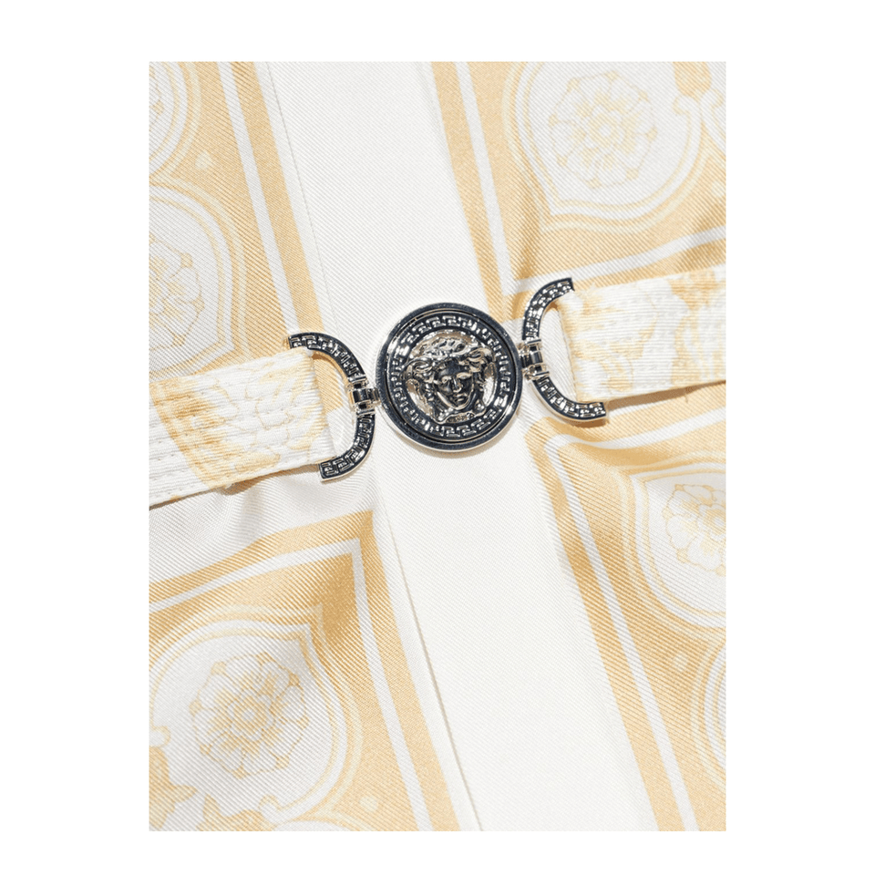 Versace Belted Silk Dress Gold