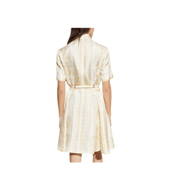 Versace Belted Silk Dress Gold