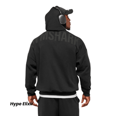 Gymshark Power Hoodie oversized fit Black/Asphalt Grey