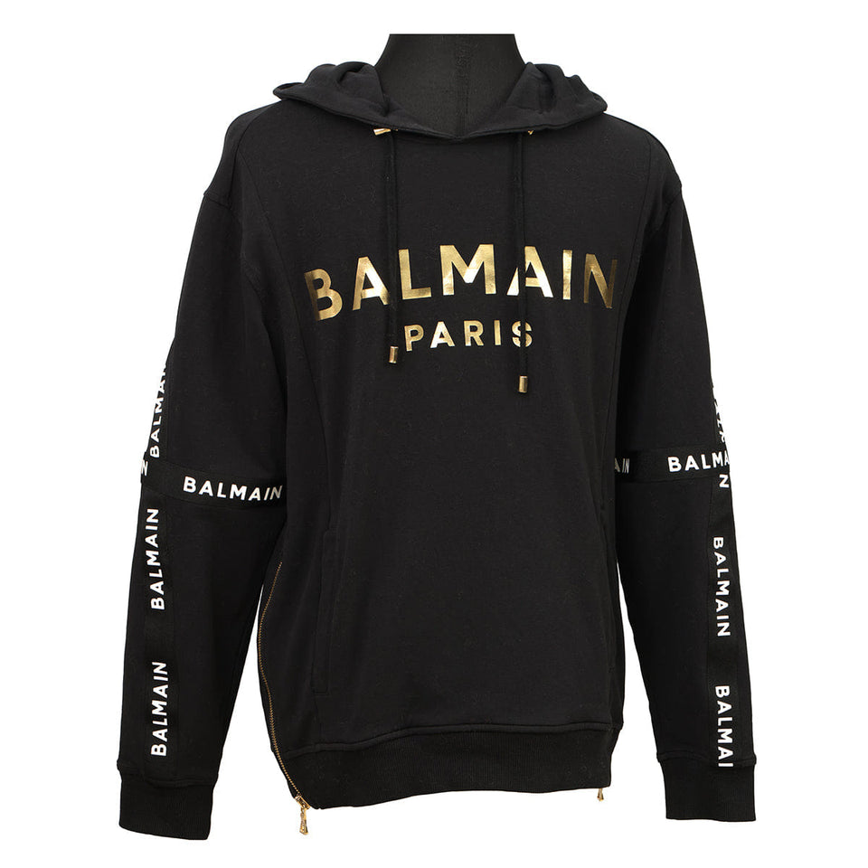 BALMAIN SIZE - S BLACK LOGO HOODIE