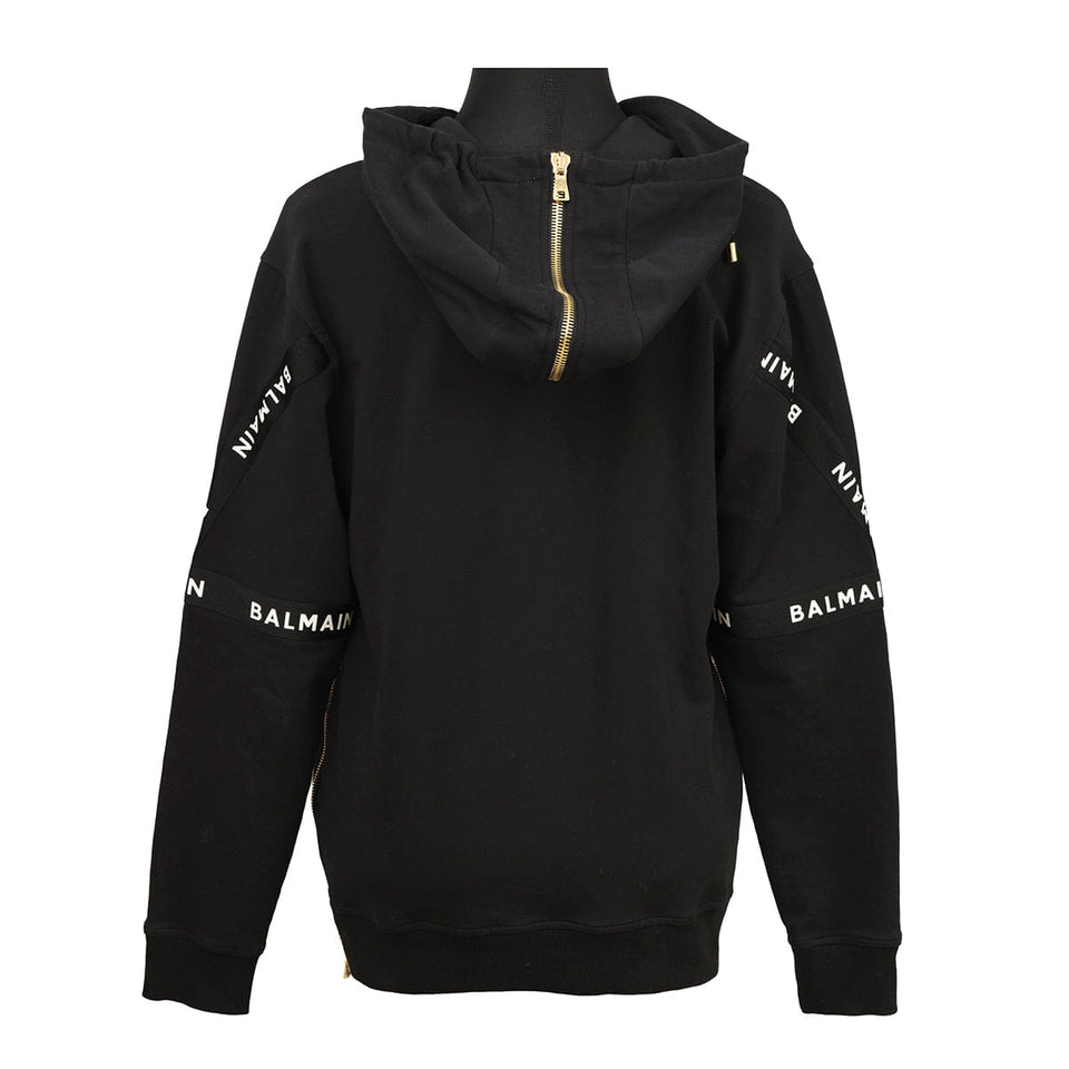 BALMAIN SIZE - S BLACK LOGO HOODIE