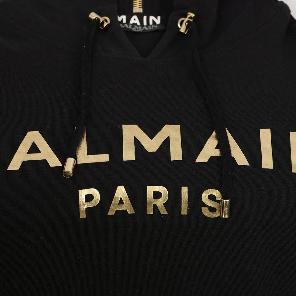 BALMAIN SIZE - S BLACK LOGO HOODIE