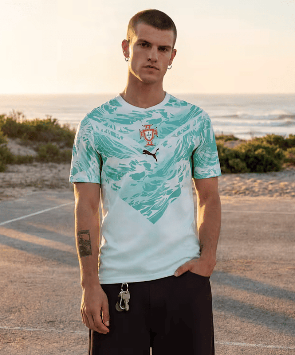 PUMA | PORTUGAL AWAY SOCCER JERSEY { PUMA WHITE/GREEN LAGOON