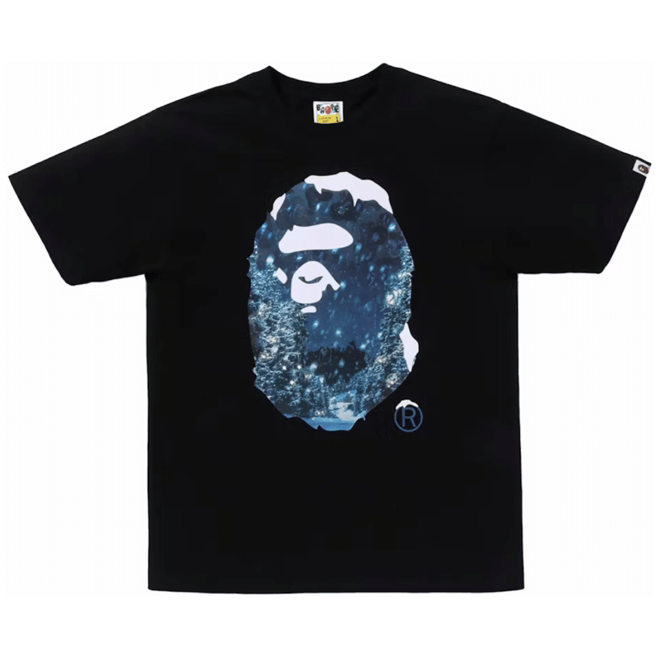 BAPE Christmas Photo Ape Head T-Shirt Black
