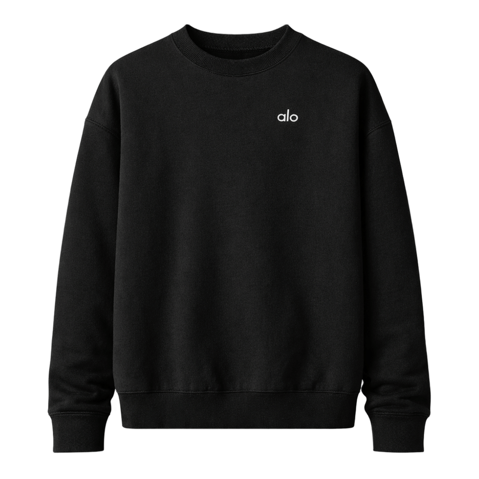 ALO Yoga ACCOLADE CREW NECK PULLOVER BLACK
