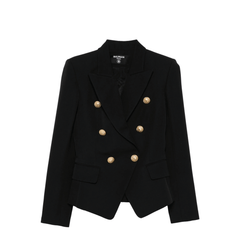 Balmain Double - Breasted Wool Blazer Black