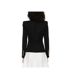 Balmain Double - Breasted Wool Blazer Black