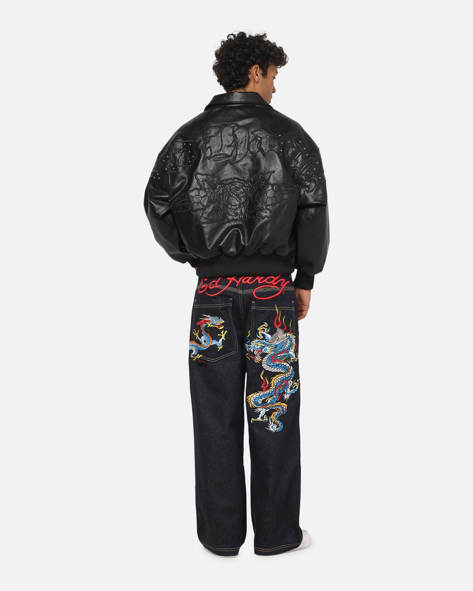 Ed Hardy Studded Bomber Jacket Black