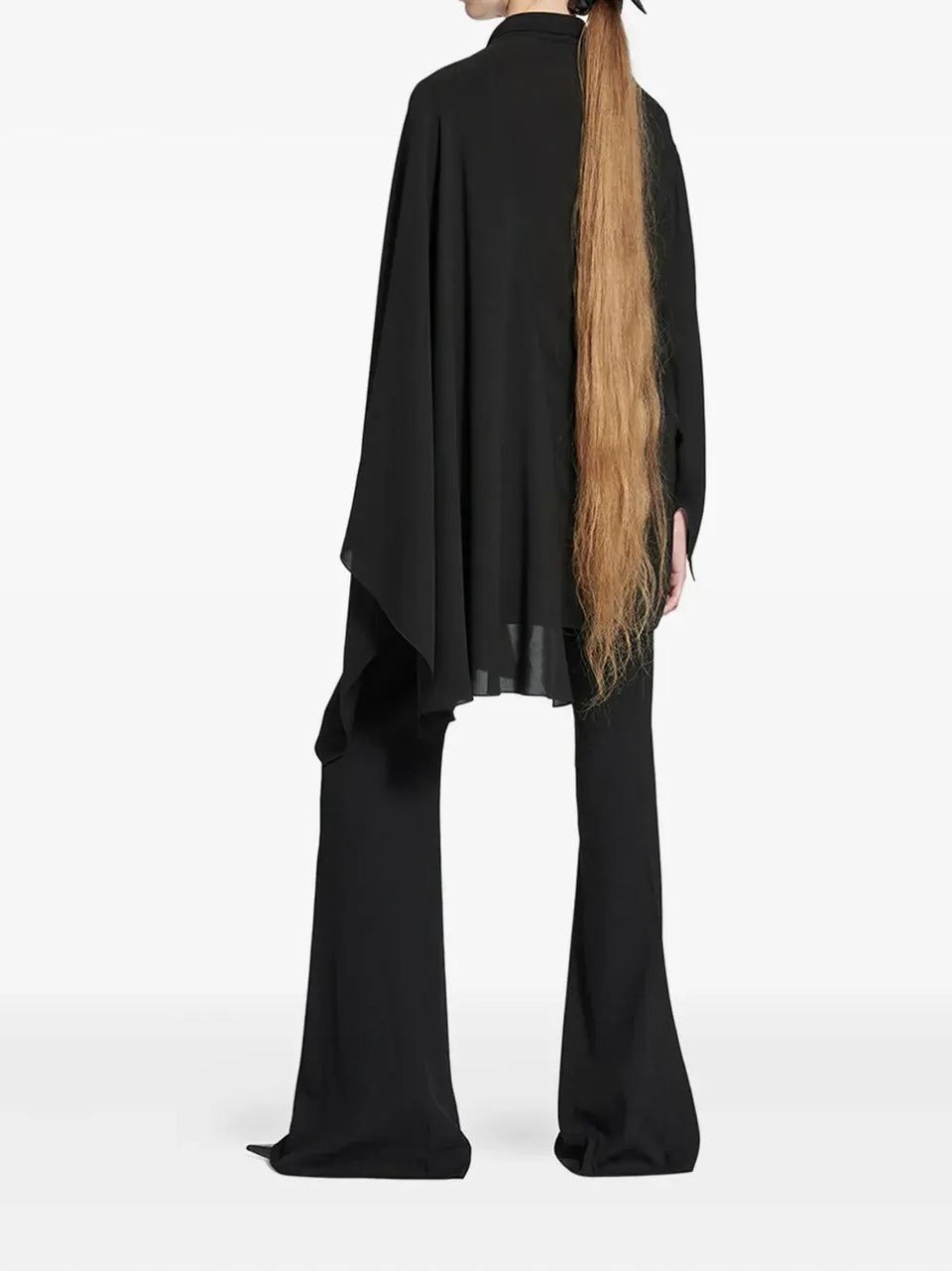 asymmetric neck-tie blouse