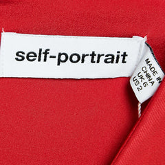 Self - Portrait Red Stretch Crepe Ruched Midi Dress