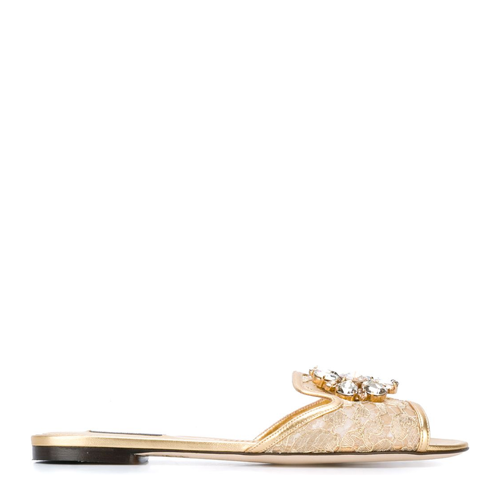 Lace Sandals with Crystals