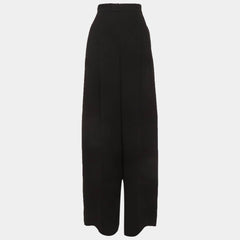 Max Mara Black Crepe Pleated Wide - Leg Pants