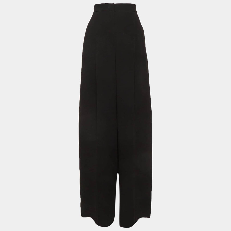 Max Mara Black Crepe Pleated Wide - Leg Pants