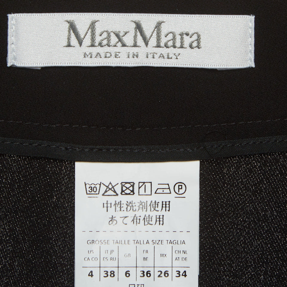 Max Mara Black Crepe Pleated Wide - Leg Pants