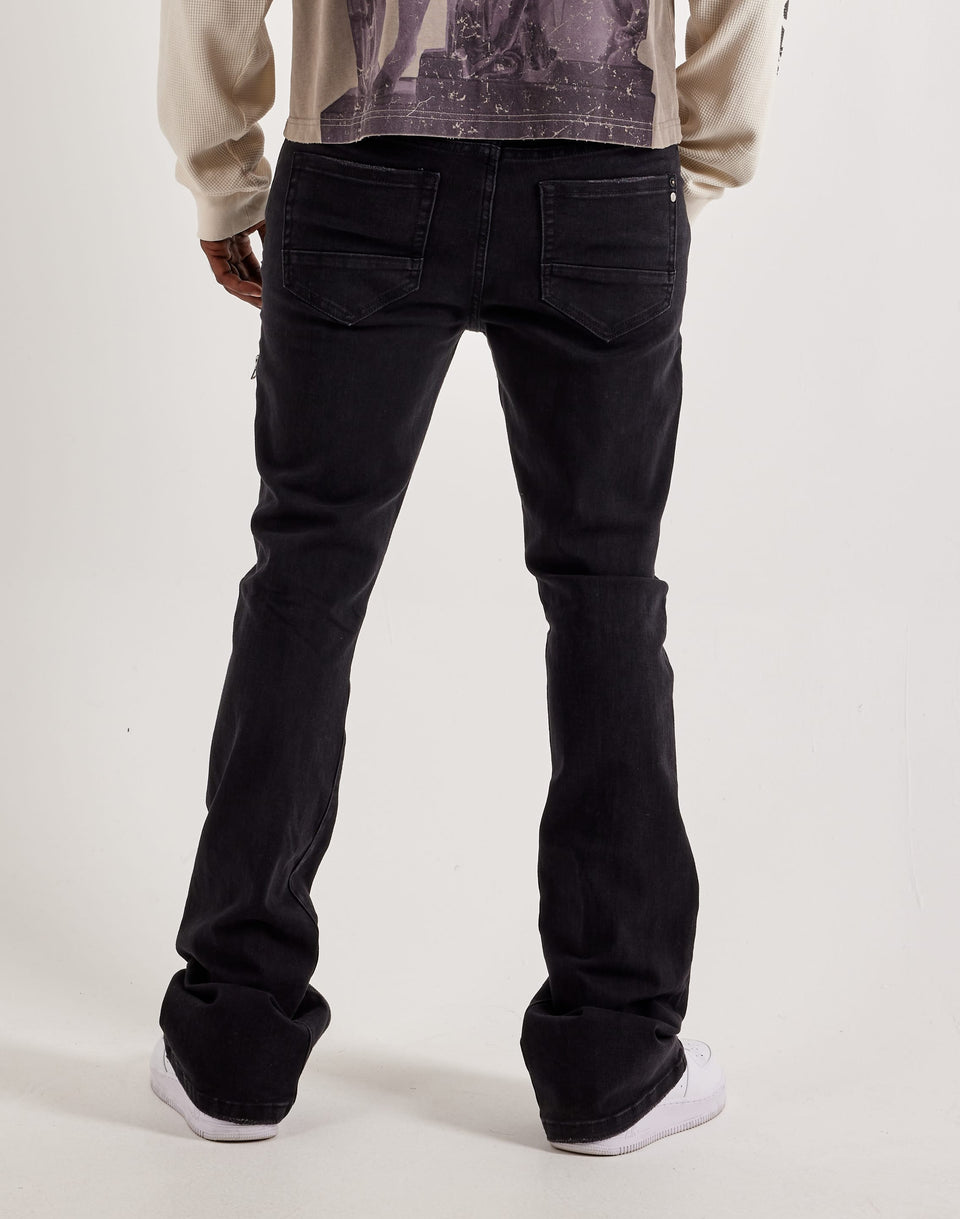 Kilogram Jet Black Zip Detail Jeans