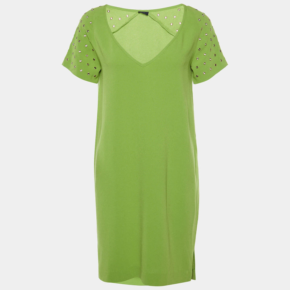 Joseph Green Stretch Crepe Eyelet Detail Shift Dress