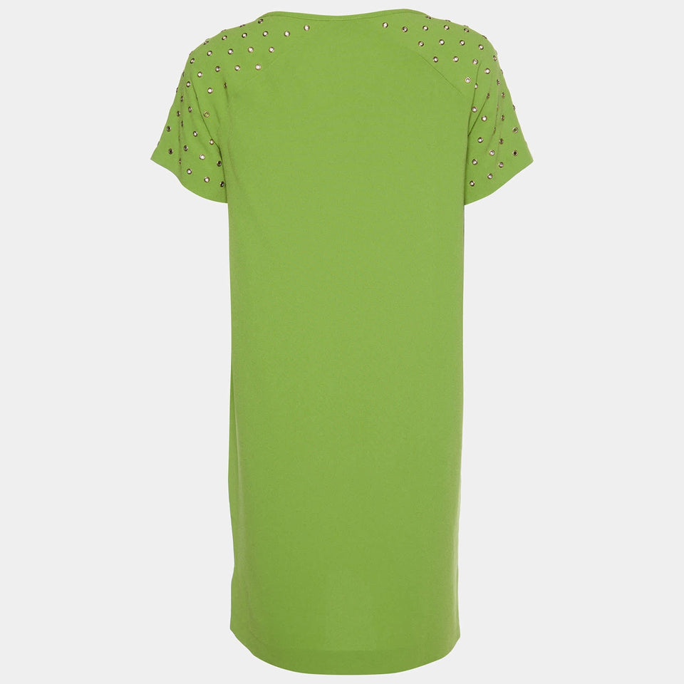 Joseph Green Stretch Crepe Eyelet Detail Shift Dress