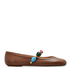 Flat Shoes Leather Brown