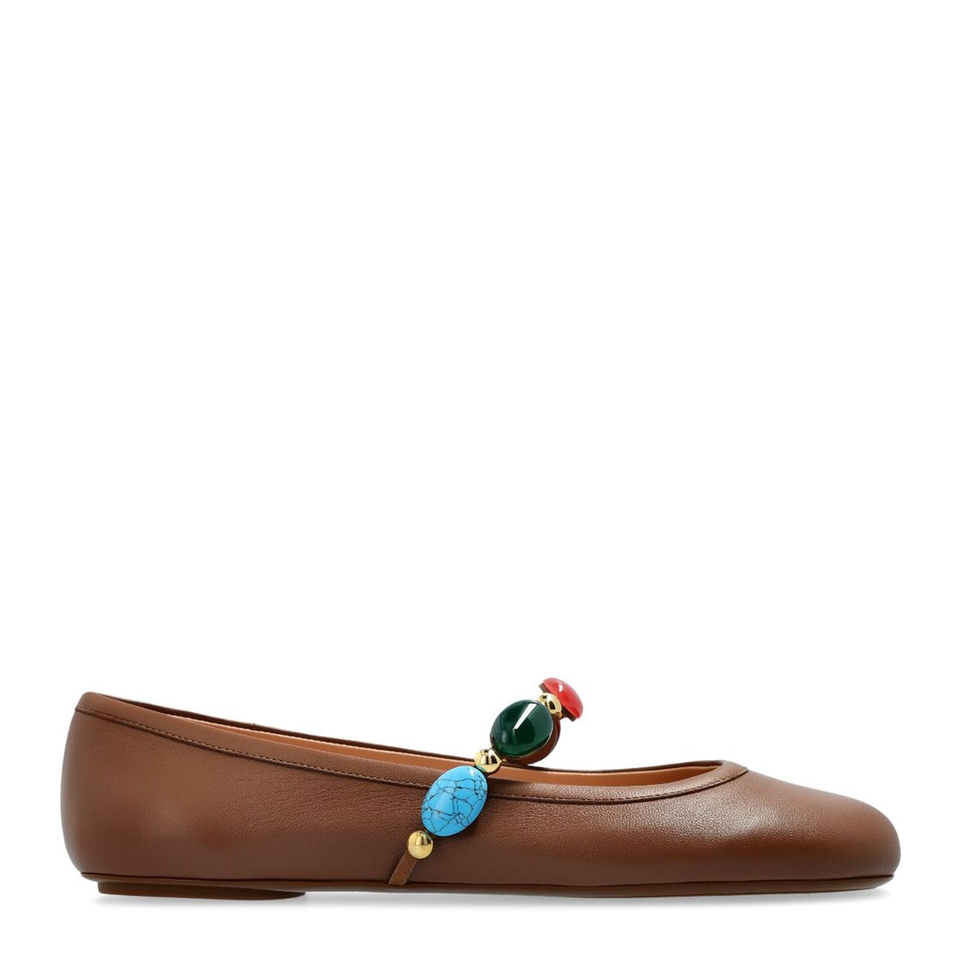 Flat Shoes Leather Brown