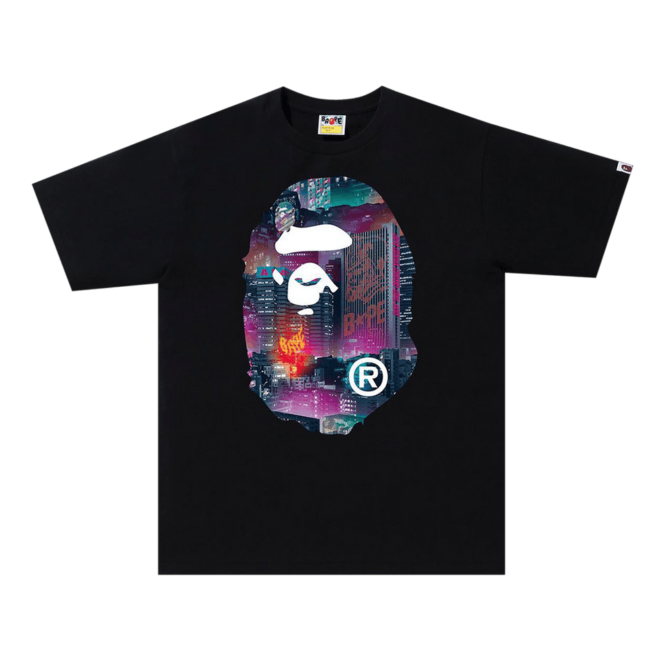 BAPE Neon Tokyo Big Ape Head T-Shirt Black