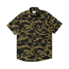 BAPE 1st Camo Button Down Shorts-Sleeve Shirt Green