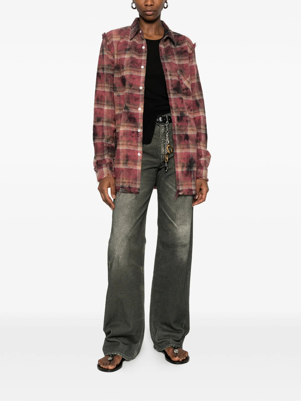 R13 long - sleeve plaid shirt