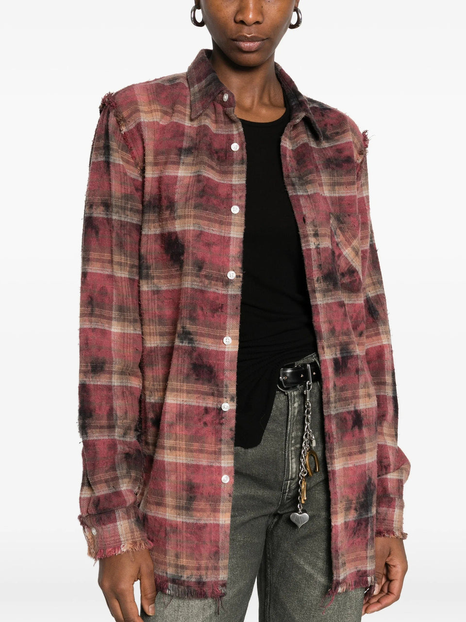 R13 long - sleeve plaid shirt