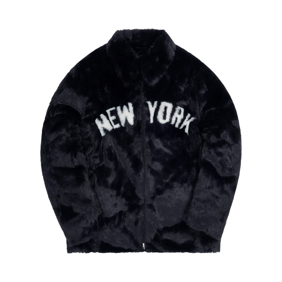 Kith For Major League Baseball New York Yankees Faux Fur Coaches Jacket Navy
