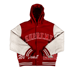Supreme King Hooded Varsity Jacket Red