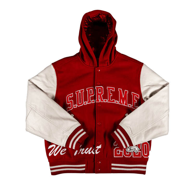 Supreme King Hooded Varsity Jacket Red