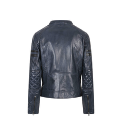 Leather Moto Jacket Blue and Green