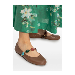 Flat Shoes Leather Brown