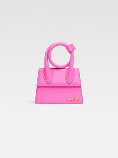 Jacquemus The Knot Chiquito Smooth Leather Structured Bag Neon Pink