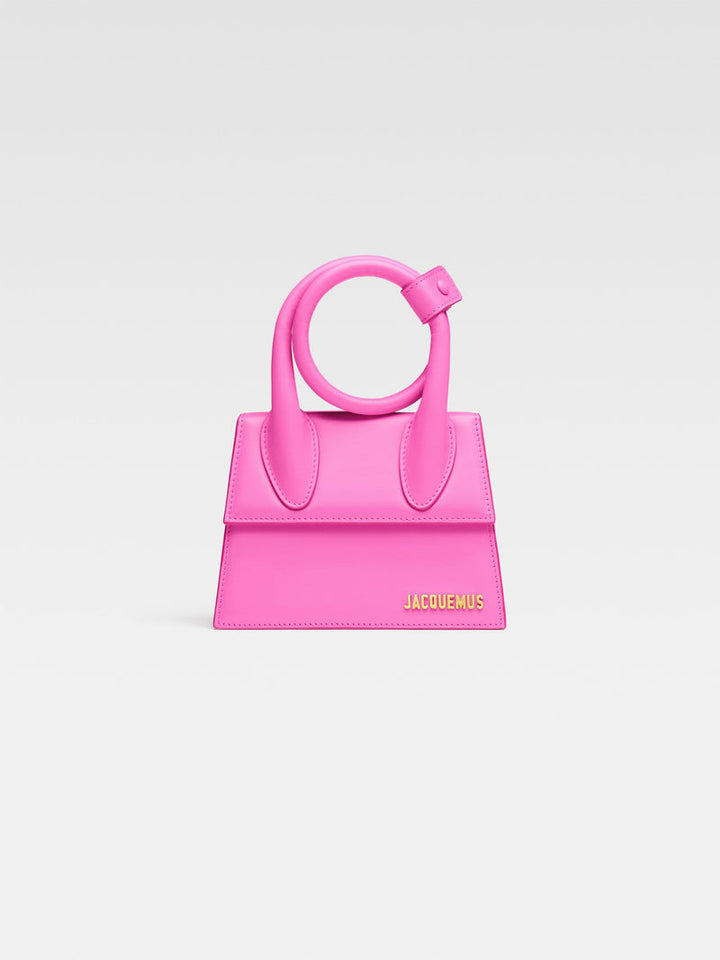 Jacquemus The Knot Chiquito Smooth Leather Structured Bag Neon Pink