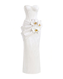 Orchid Embellished Corset Maxi Dress - White