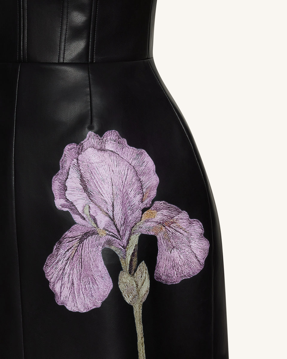 Iris Floral Print Corset Dress - Black