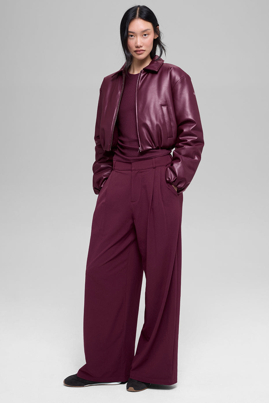 Faux Leather Cropped Premier Bomber