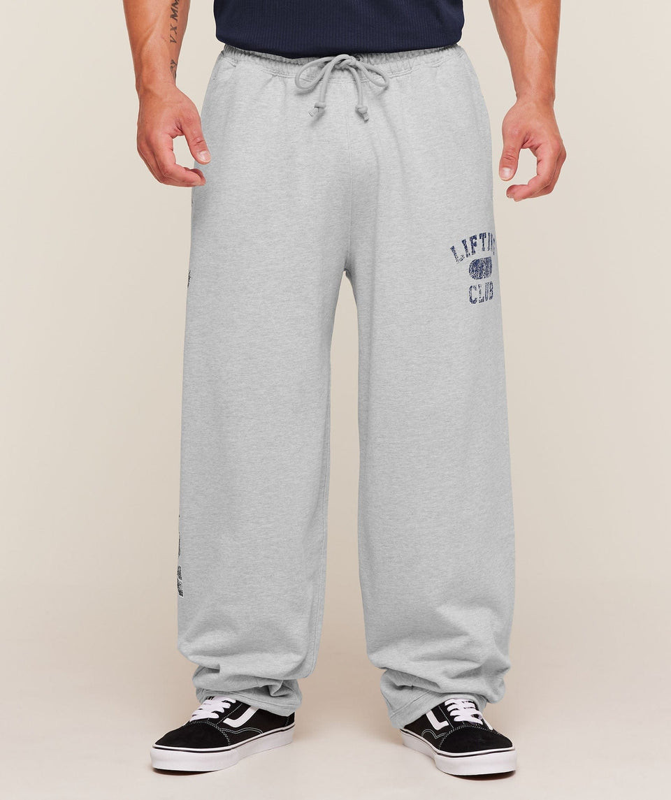 Gymshark Retro Collegiate Graphic Wide Leg Pants Bros Soft Grey Marl