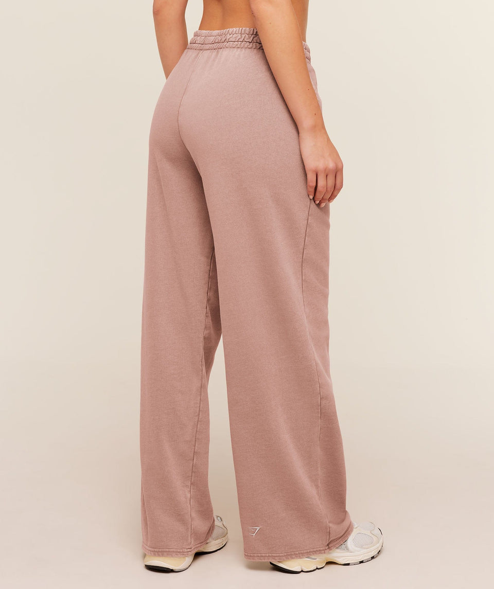 Women's Gymshark Chainstitch Graphic Wide Leg Joggers Pebble Grey
