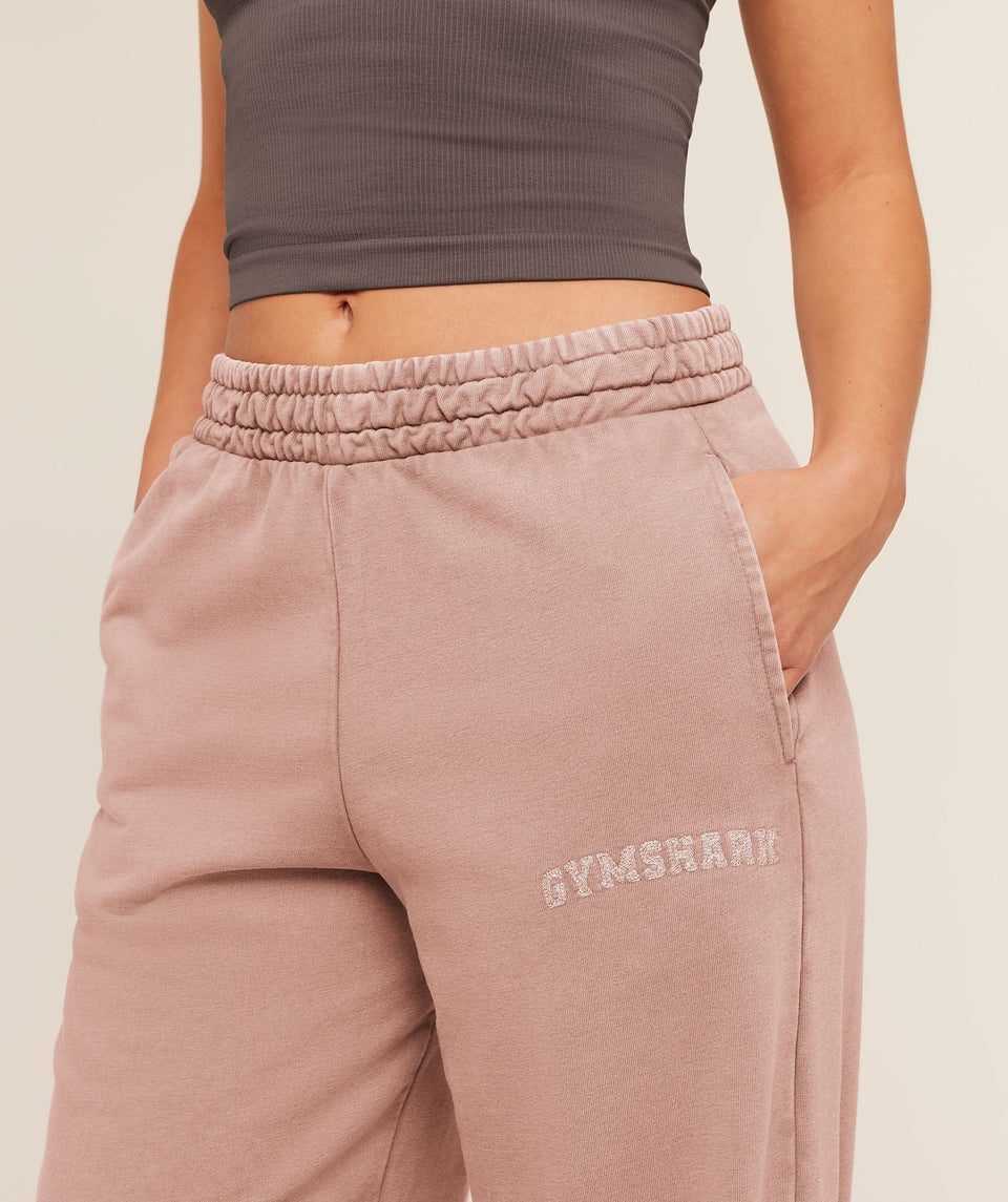 Women's Gymshark Chainstitch Graphic Wide Leg Joggers Pebble Grey