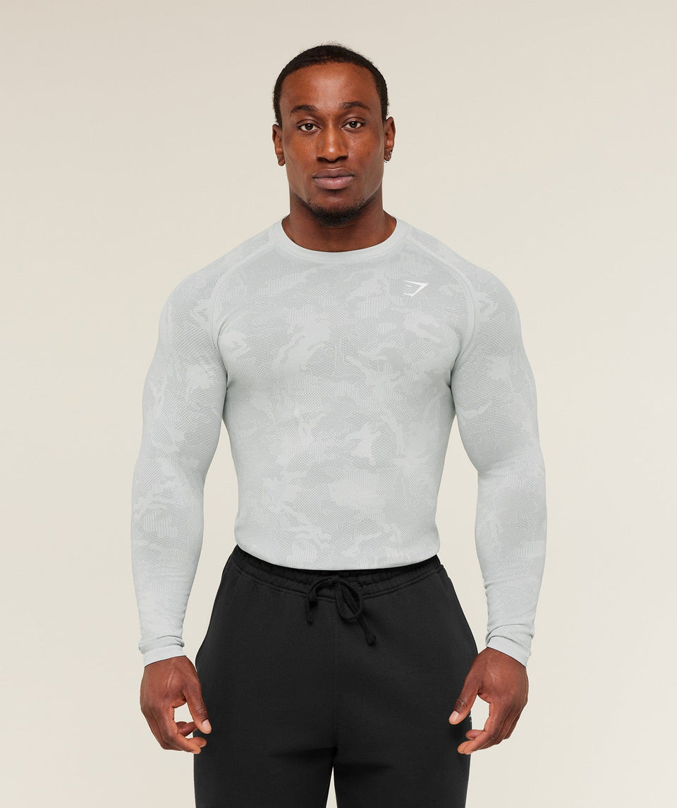 Gymshark Geo Seamless Long Sleeve T-Shirt Black