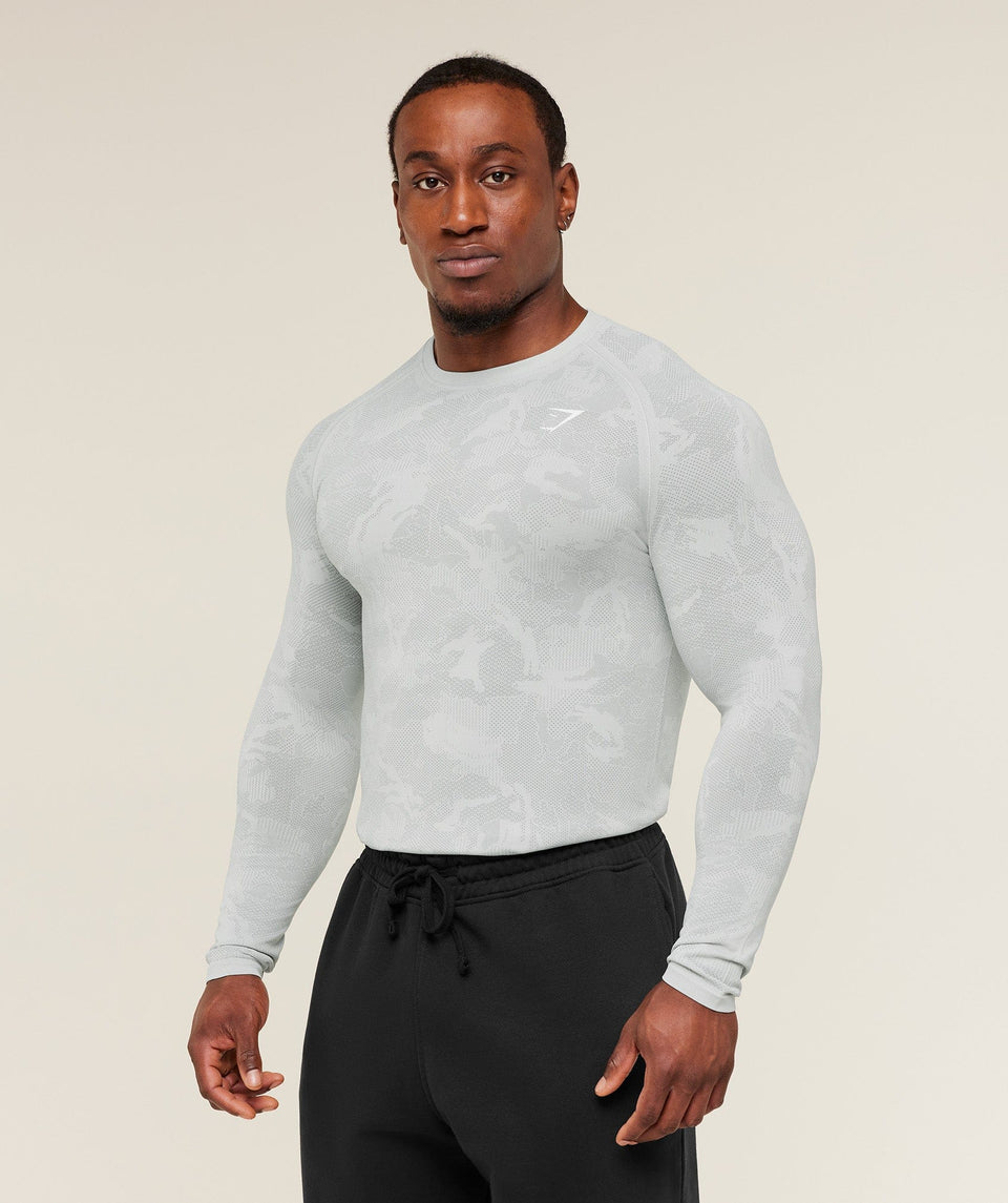 Gymshark Geo Seamless Long Sleeve T-Shirt Black