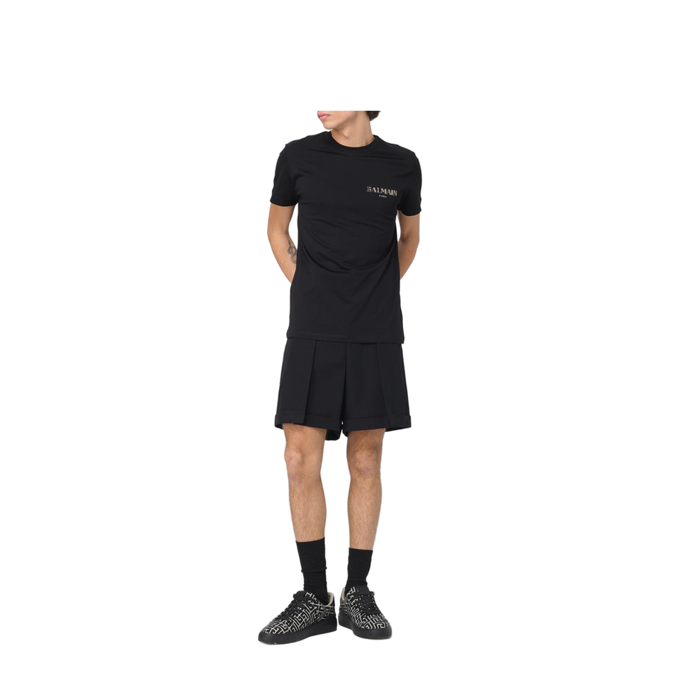 Pleated Gabardine Shorts - Black