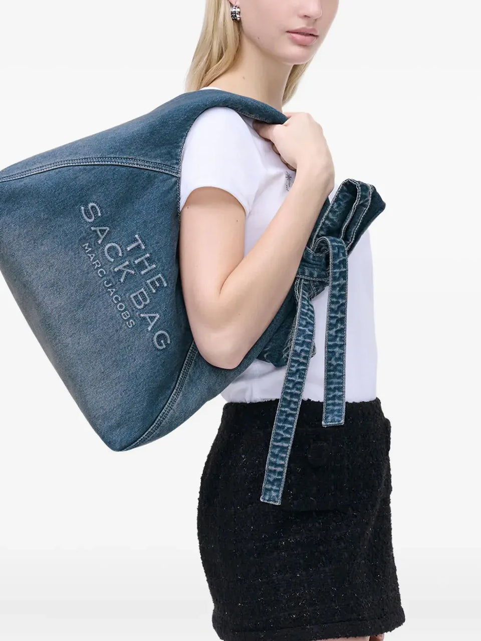 The Bow Denim Sack bag