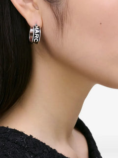 The Button Enamel Logo Hoop earrings