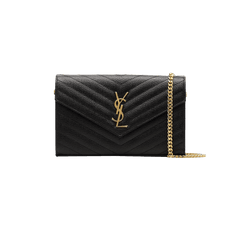 Saint Laurent Medium Matelassé Leather Wallet On Chain Nero