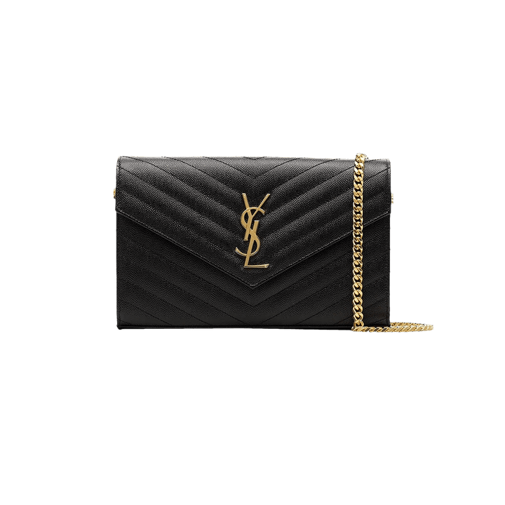 Saint Laurent Medium Matelassé Leather Wallet On Chain Nero